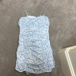 Princess Polly size 6 white mini dress with blue flowers